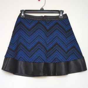 Candie's | Blue Zig-Zag Skirt w/ Faux Leather Trim